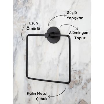 Yuvarlak Yapışkanlı Siyah Kare Havluluk