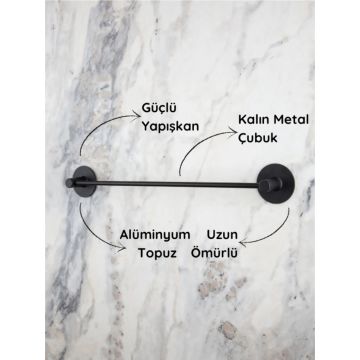 Yuvarlak Yapışkanlı Siyah Uzun Havluluk