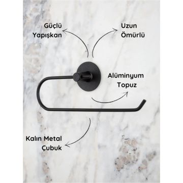 Yuvarlak Yapışkanlı Siyah Kağıt Rulo Havluluk, Peçetelik, Yapışkanlı Tasarım, Banyo Peçetelik