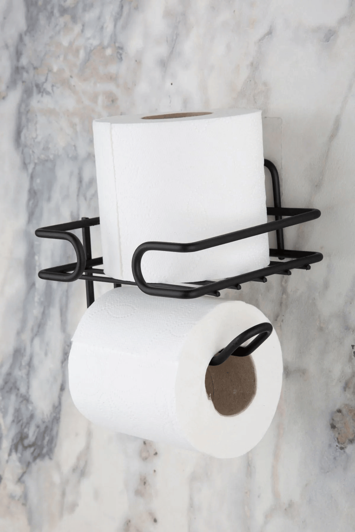 Yapışkanlı Yedekli Tuvalet Kağıtlığı Wc Kağıtlık Tutucu Askısı Mat Siyah