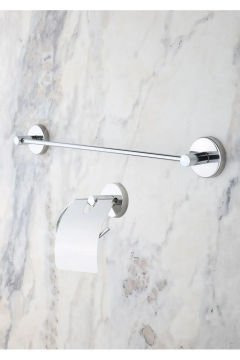 Krom Uzun Havluluk / Geniş Kapaklı Tuvalet Kağıtlığı 2li Set