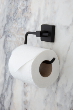 Siyah Paslanmaz Uzun Havluluk / Açık Tuvalet Kağıtlığı / Banyo Askılığı -Pirinç 3lü Set