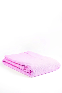 Dama Desen Pamuklu Tek Kişilik Pike Ve Yatak Örtüsü -Pembe