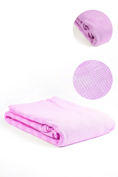 Dama Desen Pamuklu Tek Kişilik Pike Ve Yatak Örtüsü -Pembe
